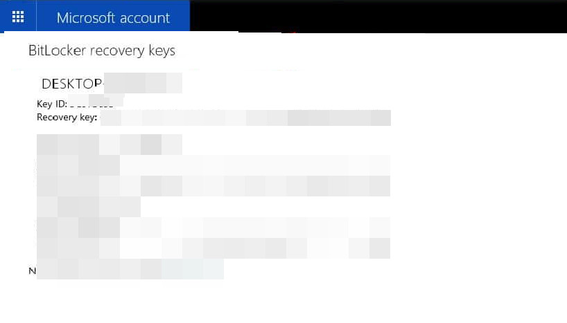 View the BitLocker Recovery Key in the Microsoft Account