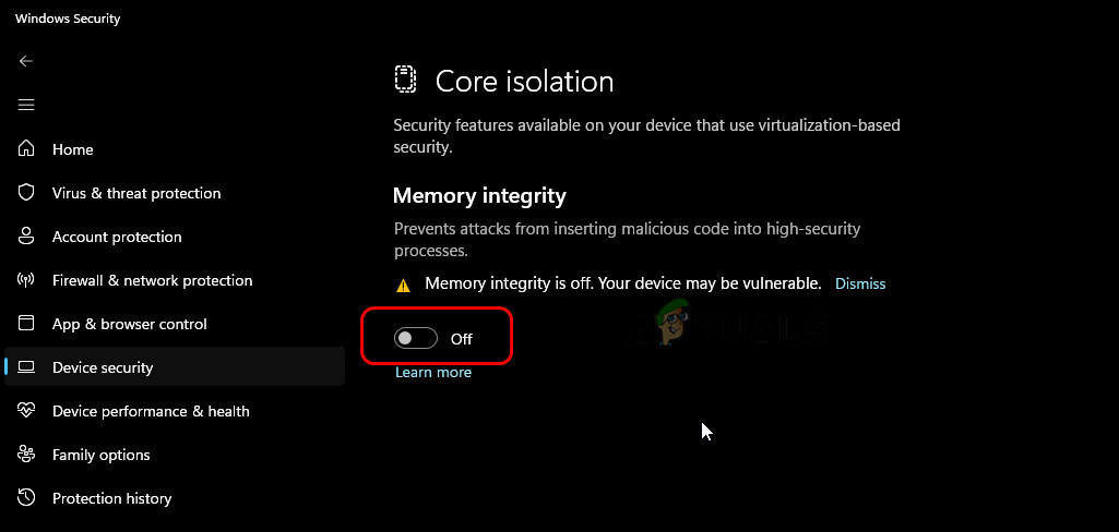 Disable Memory Integrity in Windows
