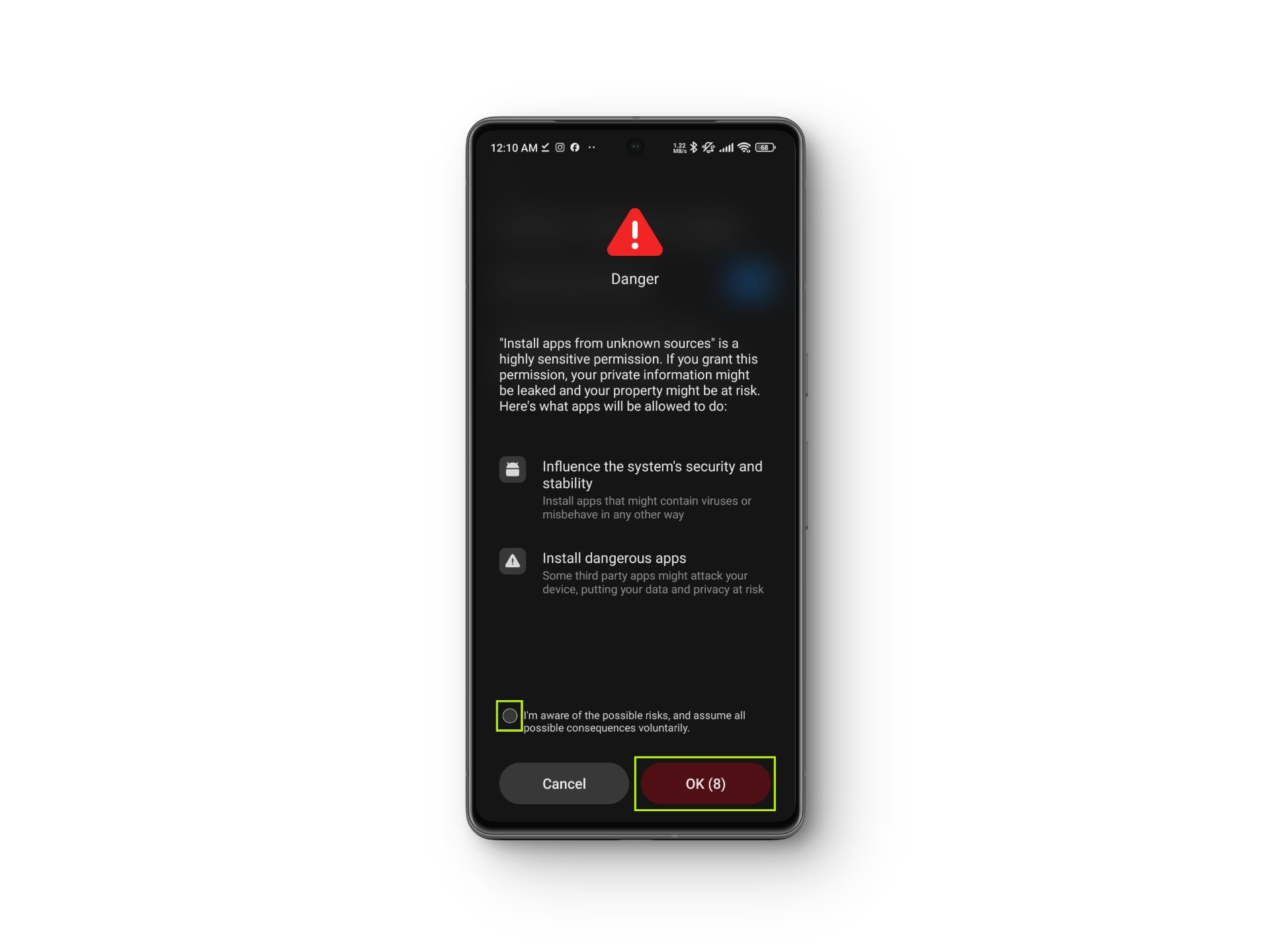 Xiaomi security prompt
