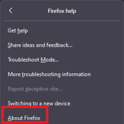 click on about firefox