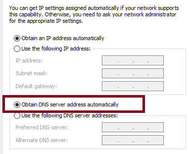 Obtaining DNS server address automatically