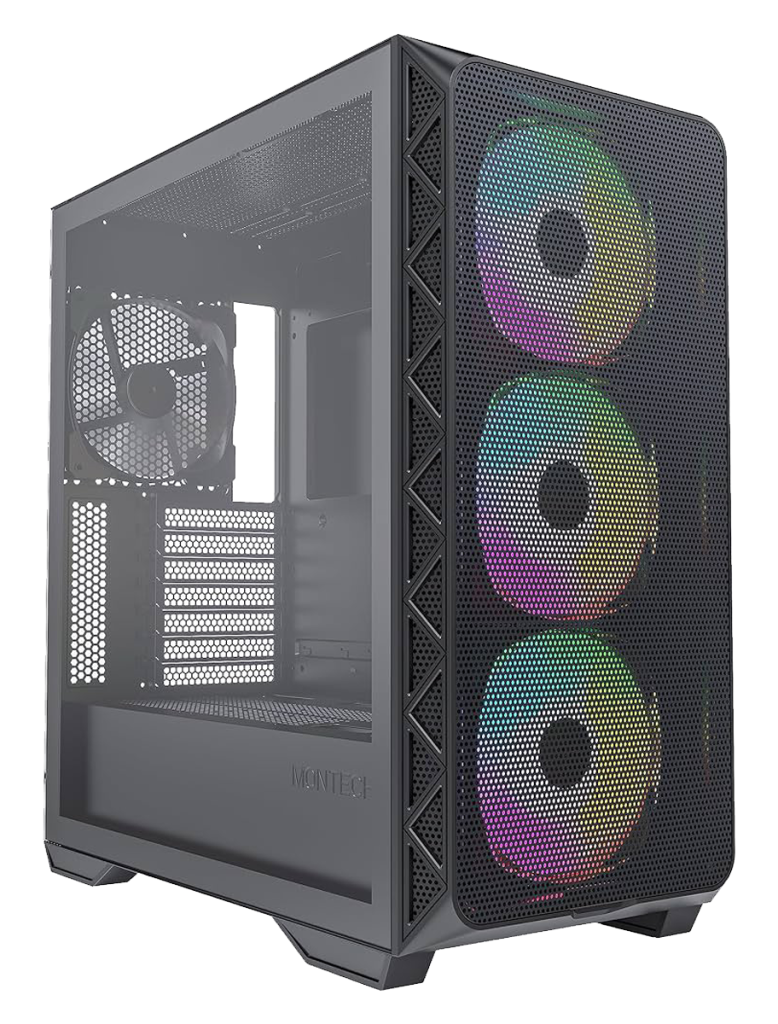 Montech AIR 903 MAX PC case in black color with pre-installed RGB fans