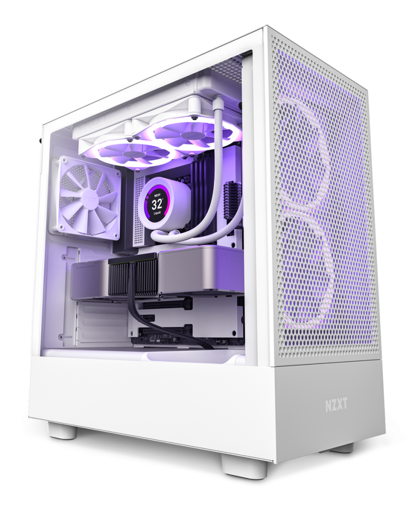 NZXT H5 Flow PC case render in white color