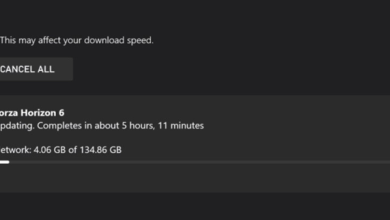 Forza Horizon 6 on PC showing a failed install or stalled download inside the Xbox app and Microsoft Store environment.