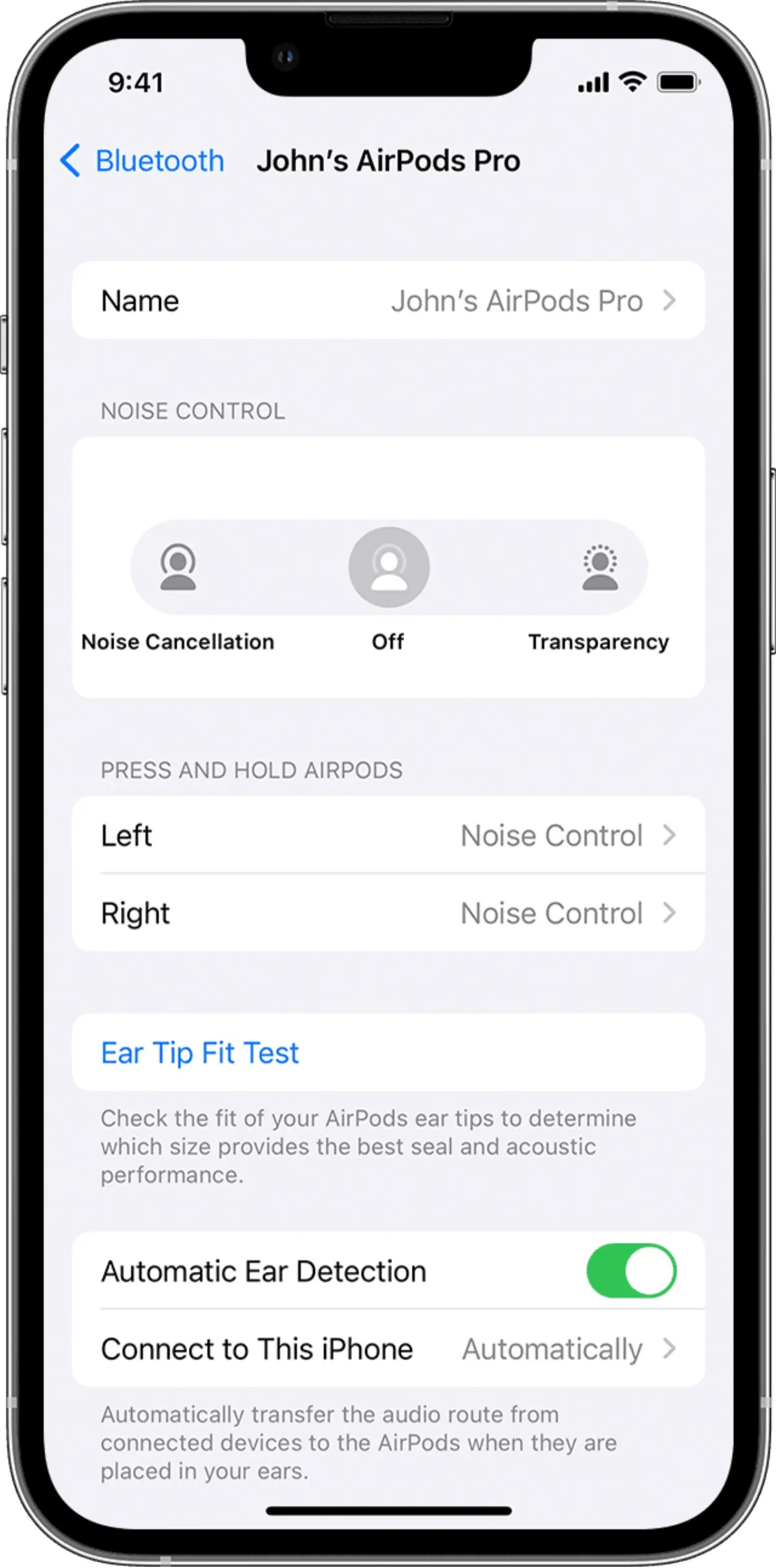 AirPods Bluetooth information screen showing firmware version.