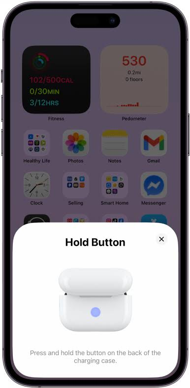 iPhone Bluetooth settings showing AirPods connected.