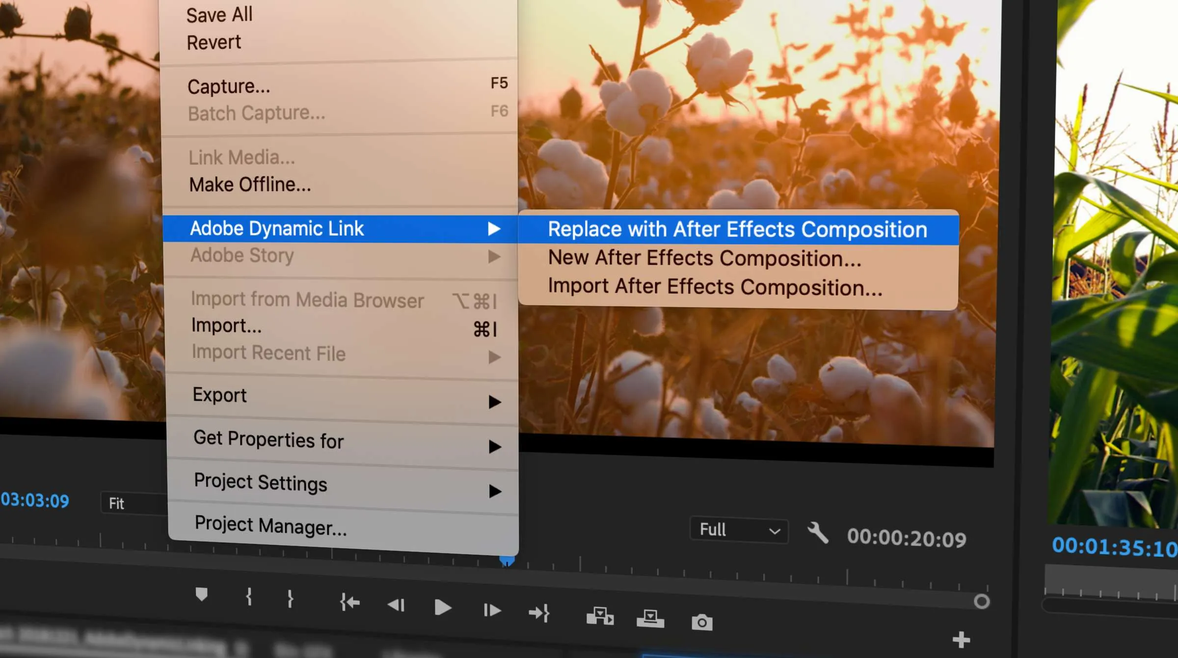 Premiere Pro Replace With After Effects Composition workflow rebuilt with a constant frame rate intermediate clip.