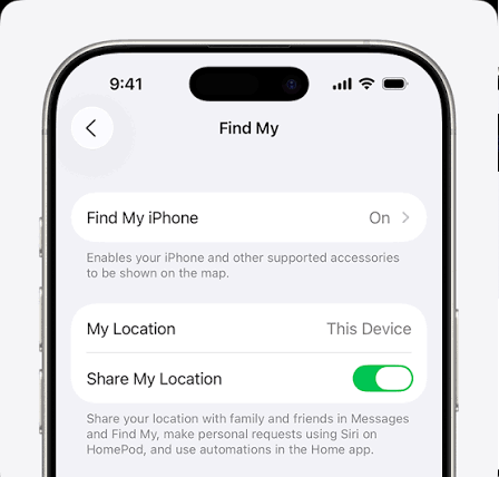 AirPods Bluetooth information screen showing the Find My network toggle enabled.