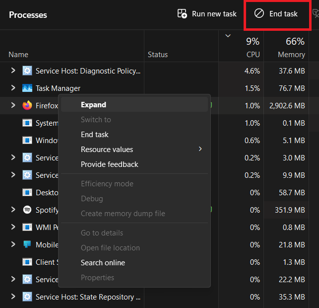 About Firefox window checking for updates before retrying website loading.