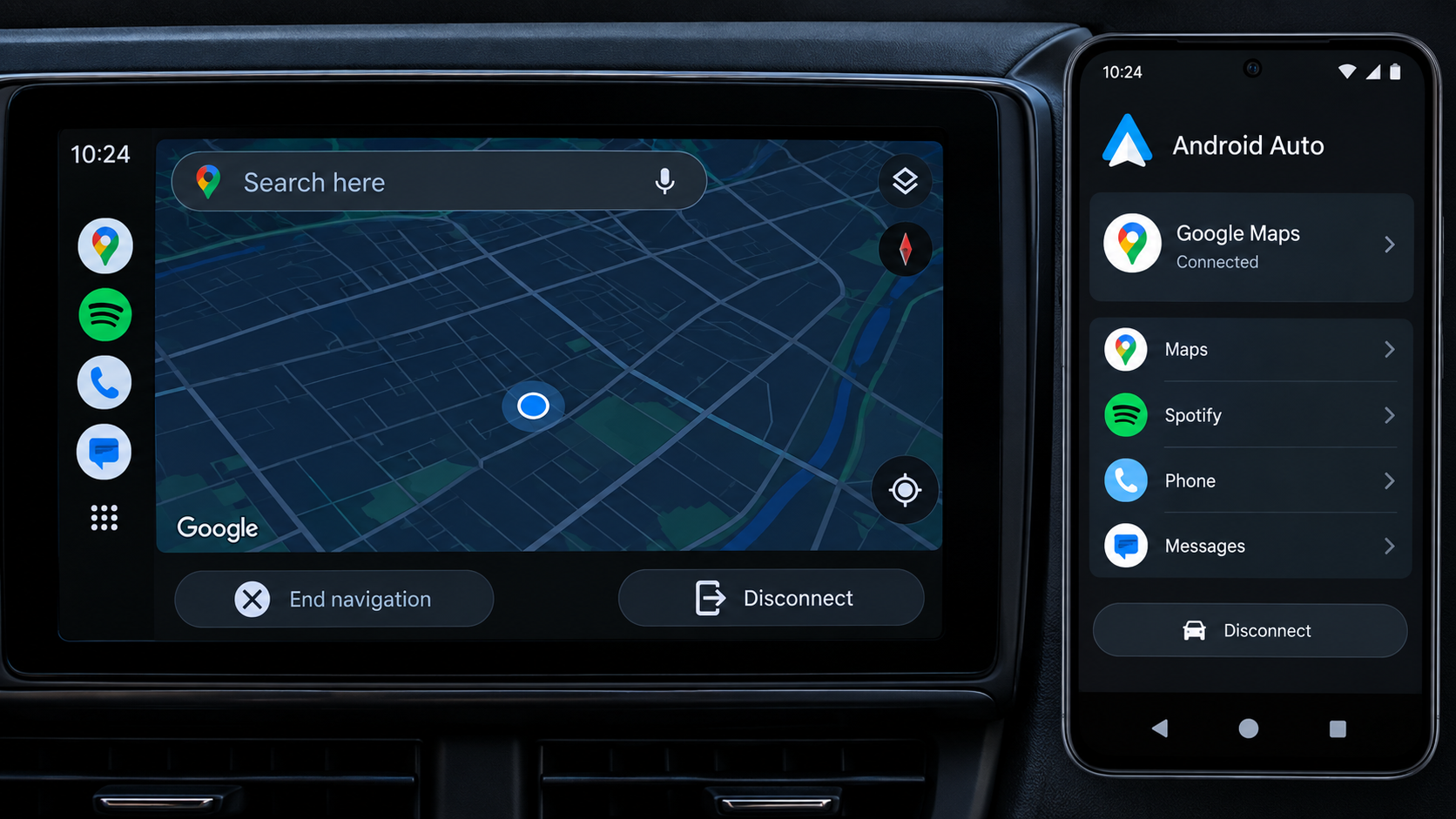 Android Auto opening Google Maps after reconnecting the phone while the car is parked.