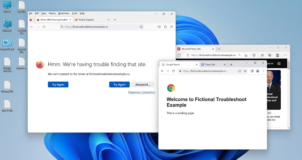 Firefox failing to load a website while Chrome or Edge loads the same page successfully.