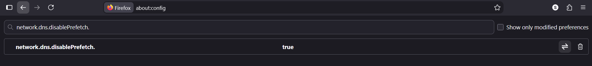Firefox about config page setting network.dns.disablePrefetch to true.