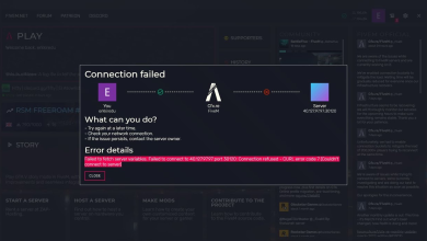 FiveM Connection failed dialog showing a server-variable timeout and its CURL error number.