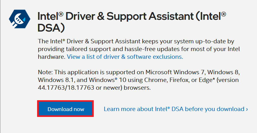 Intel Driver and Support Assistant scanning for a graphics update after a Premiere Pro unsupported driver warning.