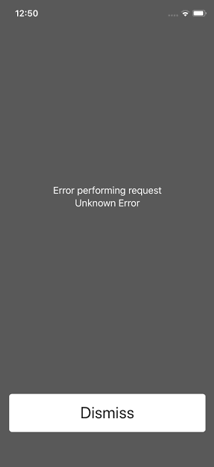 iPhone Phone app displaying Error performing request and Unknown Error above Dismiss.