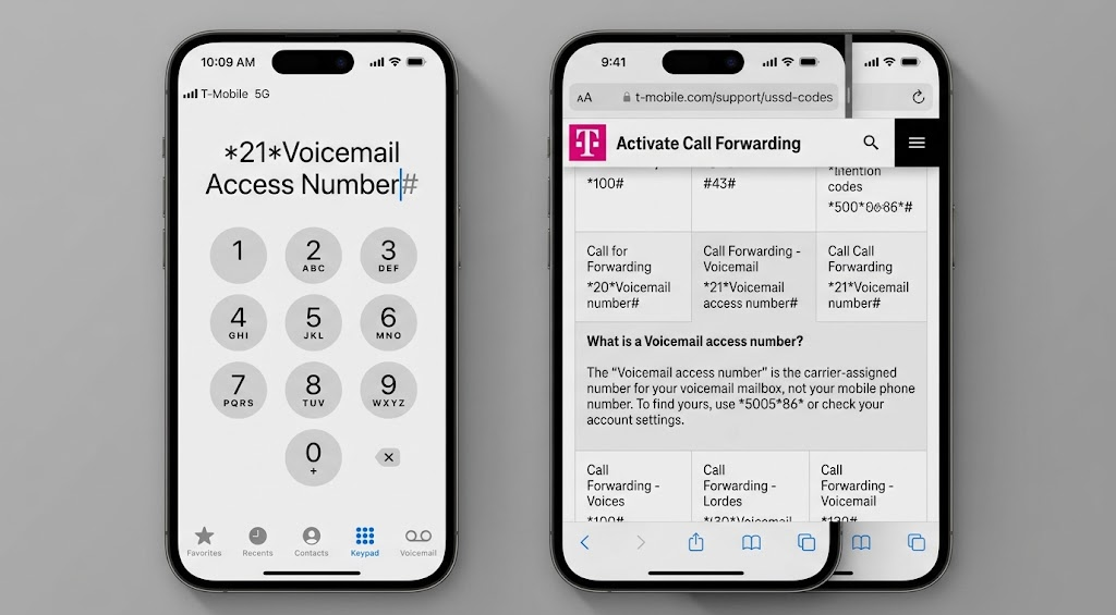Koodo voicemail instructions explaining the required voicemail access number.
