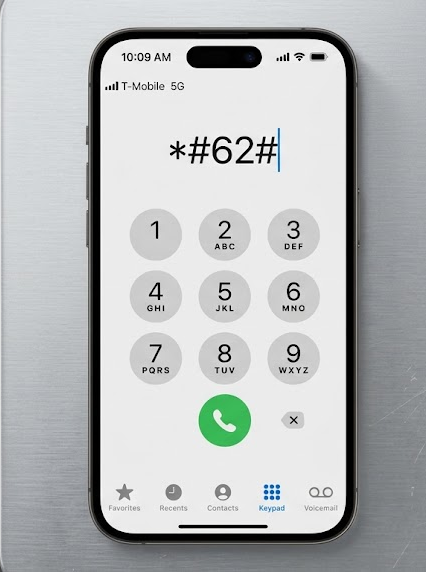 iPhone keypad showing a carrier-confirmed code ready for review.
