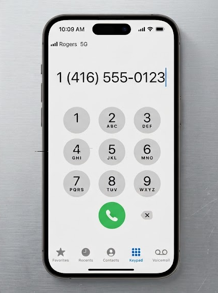 iPhone Phone keypad opened to dial a carrier-approved voicemail access number.