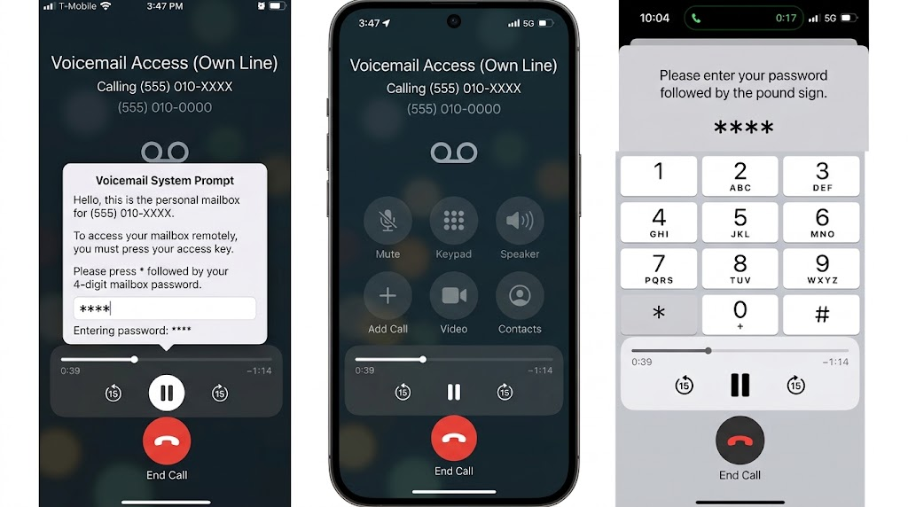 Call keypad on another phone after the user's voicemail greeting begins.