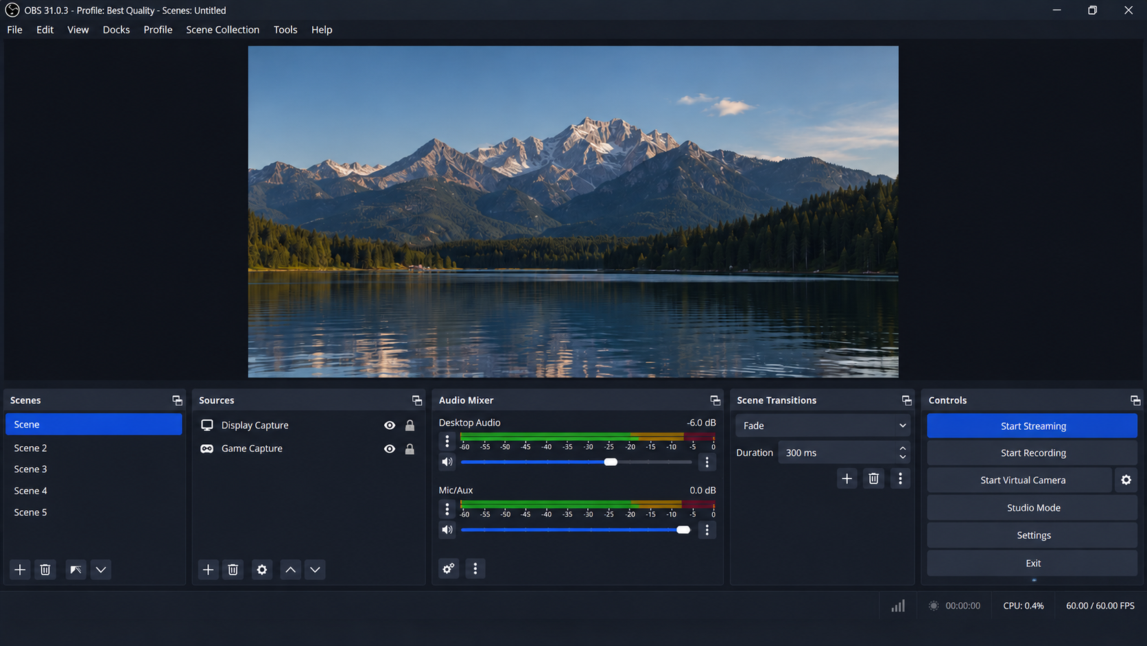 OBS Controls showing a running local recording timer after an audio encoder has been selected.