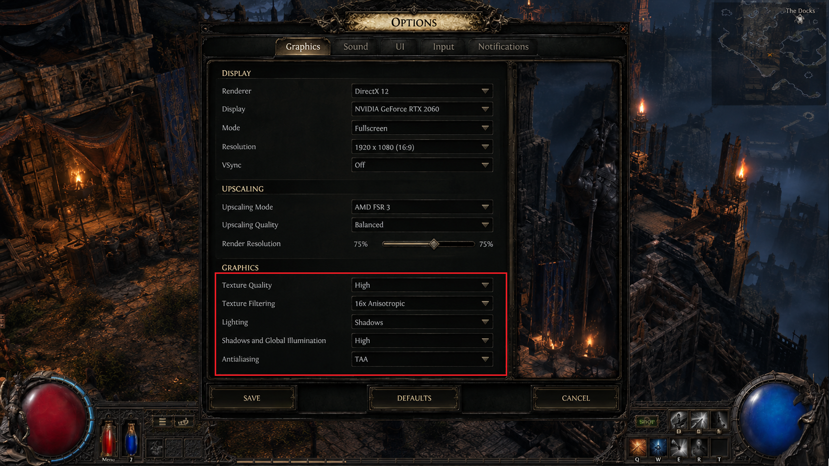 Path of Exile 2 Lighting option changed from Shadows and Global Illumination to Shadows.