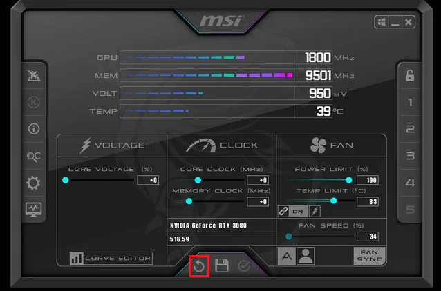GPU tuning software reset to default while testing Warzone Dev Error 0x872394dc.