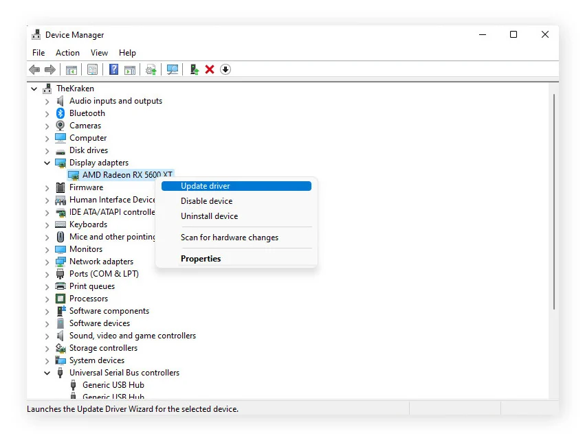 Device Manager and GPU vendor support page used to update a driver flagged by Premiere Pro.